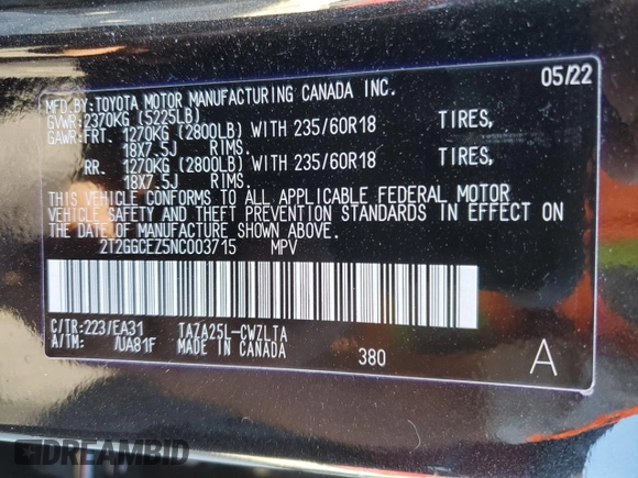 2022 Lexus NX with VIN 2T2GGCEZ5NC003715, listed as a Copart auction lot 45487263 with 7,038 mi miles. Bid and sale history available at carsss.com. Image 14.