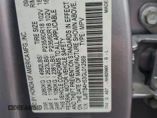 2016 Acura RDX Tech Pkg with VIN 5J8TB4H53GL012569, listed as a Copart auction lot 44129635 with 82,114 mi miles and Salvage Title. Bid and sale history available at carsss.com. Image 14.