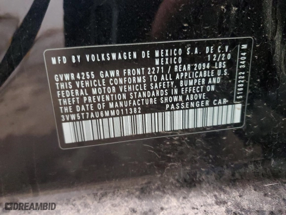 2021 Volkswagen Golf GTI S with VIN 3VW5T7AU6MM011382, listed as a Copart auction lot 43925995 with 62,331 mi miles and Salvage Title. Bid and sale history available at carsss.com. Image 13.