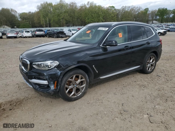 2021 BMW X3 sDrive30i with VIN 5UXTY3C05M9F87947, listed as a Copart auction lot 51312705 with 51,043 mi miles and Salvage Title. Bid and sale history available at carsss.com. Image 1.