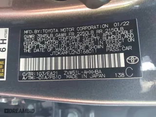 2022 Toyota Prius L Eco with VIN JTDKAMFU2N3168011, listed as a IAAI auction lot 41602356 with 34,977 mi miles. Bid and sale history available at carsss.com. Image 9.
