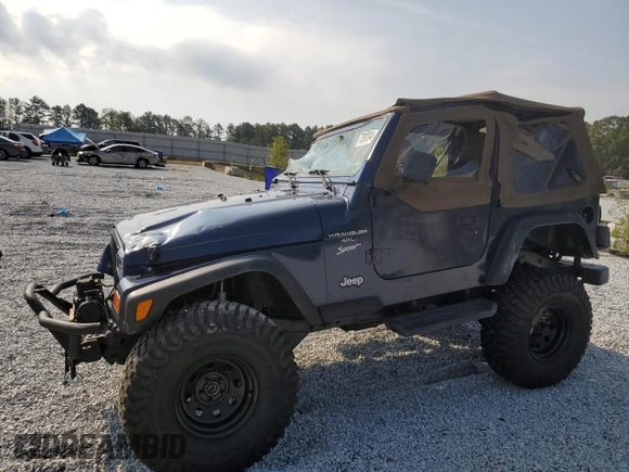 2001 Jeep Wrangler Sport with VIN 1J4FA49S41P335459, listed as a Copart auction lot 72831244 with 161,464 mi miles and Salvage Title. Bid and sale history available at carsss.com. Image 1.