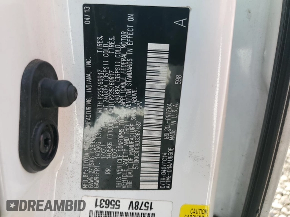 2013 Toyota Sienna LE AAS z VIN 5TDKK3DC8DS367482, wystawiony jako Copart lot #61925235 z przebiegiem 85 285 mil mil oraz Szkoda całkowita • Salvage title. Historia ofert i sprzedaży dostępna na DreamBid. Obrazek 13.