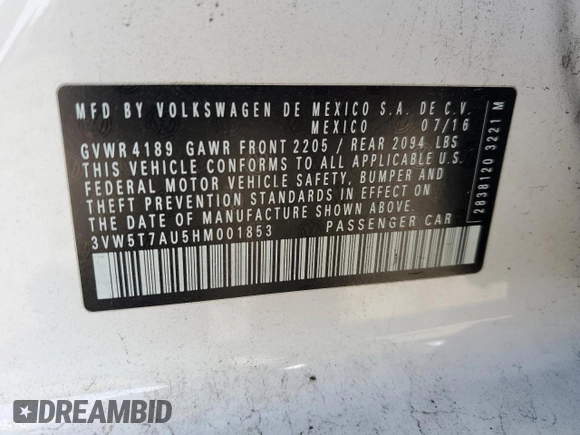 2017 Volkswagen Golf GTI S with VIN 3VW5T7AU5HM001853, listed as a Copart auction lot 48557454 with 84,868 mi miles and Salvage Title. Bid and sale history available at carsss.com. Image 14.