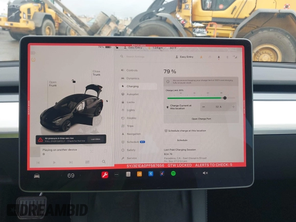 2023 Tesla Model 3 with VIN 5YJ3E1EA0PF587656, listed as a IAAI auction lot 41489586 with 12,844 mi miles and . Bid and sale history available at DreamBid. Image 18.