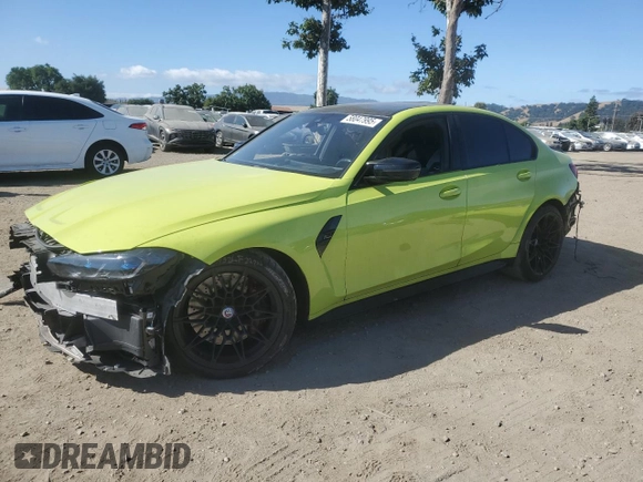 2023 BMW M3 Competition xDrive with VIN WBS43AY01PFN30318, listed as a Copart auction lot 58047995 with 34,312 mi miles and Salvage title. Bid and sale history available at DreamBid. Image 1.