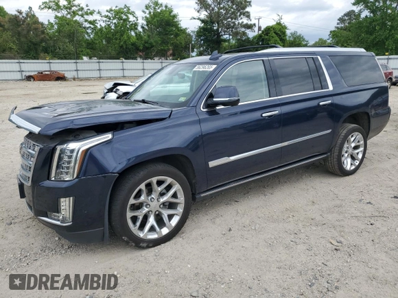 2018 Cadillac Escalade ESV Premium Luxury with VIN 1GYS4JKJ4JR113630, listed as a Copart auction lot 56296265 with 76,556 mi miles and Salvage title. Bid and sale history available at DreamBid. Image 1.