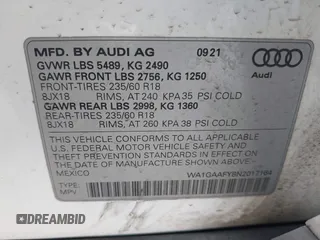 2022 Audi Q5 S line Premium with VIN WA1GAAFY8N2017164, listed as a IAAI auction lot 41455881 with 64,092 mi miles. Bid and sale history available at carsss.com. Image 9.