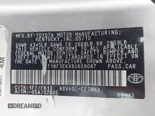 2011 Toyota Camry LE with VIN 4T1BF3EKXBU609087, listed as a IAAI auction lot 41973469 with 167,246 mi miles. Bid and sale history available at carsss.com. Image 9.