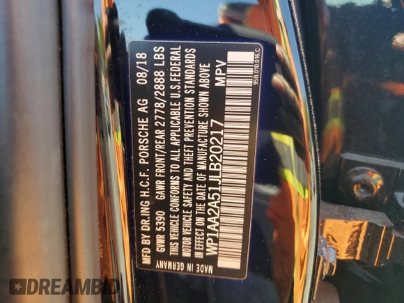 2018 Porsche Macan with VIN WP1AA2A51JLB20217, listed as a Copart auction lot 53491265 with 44,255 mi miles and Salvage Title. Bid and sale history available at DreamBid. Image 13.