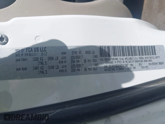 2017 Dodge Grand Caravan SE Plus z VIN 2C4RDGBG2HR741587, wystawiony jako IAAI lot #41965041 z przebiegiem 88 112 mil mil oraz . Historia ofert i sprzedaży dostępna na DreamBid. Obrazek 9.