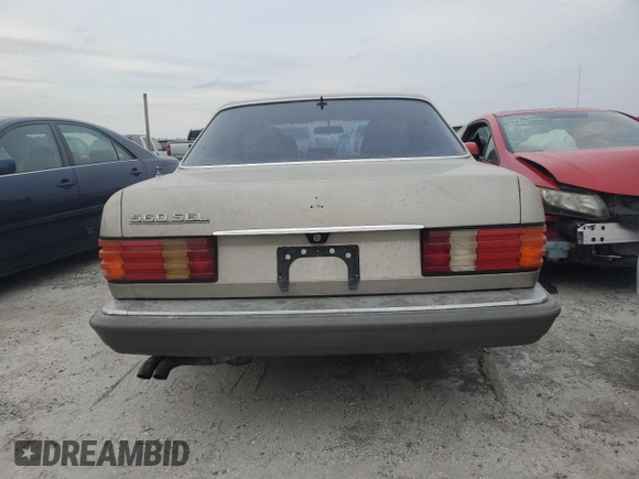 1989 Mercedes-Benz 560 with VIN WDBCA39E1KA479955, listed as a Copart auction lot 76202804 with 132,546 mi miles and Salvage Title. Bid and sale history available at DreamBid. Image 6.