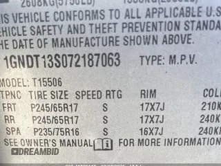2007 Chevrolet TrailBlazer LS with VIN 1GNDT13S072187063, listed as a IAAI auction lot 41809118 with 122,816 mi miles. Bid and sale history available at carsss.com. Image 9.