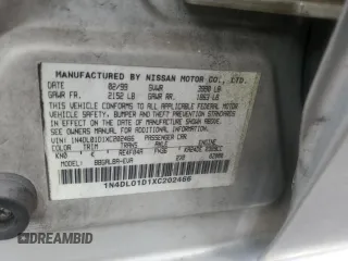 1999 Nissan Altima XE z VIN 1N4DL01D1XC202466, wystawiony jako Copart lot #54548015 z przebiegiem 131 409 mil mil oraz Szkoda całkowita • Salvage title. Historia ofert i sprzedaży dostępna na DreamBid. Obrazek 12.