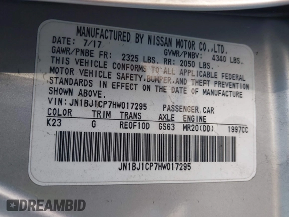 2017 Nissan Rogue SV with VIN JN1BJ1CP7HW017295, listed as a IAAI auction lot 42321408 with 84,430 mi miles and . Bid and sale history available at DreamBid. Image 9.