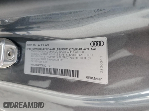 2014 Audi S5 Premium Plus with VIN WAUCGAFR7EA011581, listed as a Copart auction lot 75203614 with 0 mi miles and Salvage Title. Bid and sale history available at carsss.com. Image 13.
