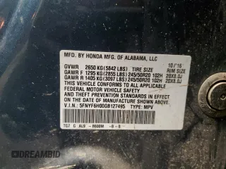 2016 Honda Pilot Elite with VIN 5FNYF6H00GB127495, listed as a Copart auction lot 49989585 with 115,037 mi miles and Salvage Title. Bid and sale history available at carsss.com. Image 13.