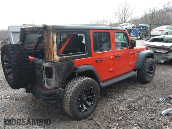 2018 Jeep Wrangler Unlimited Sport z VIN 1C4HJXDN4JW198045, wystawiony jako IAAI lot #41930547 z przebiegiem 62 402 mil mil oraz . Historia ofert i sprzedaży dostępna na DreamBid. Obrazek 4.