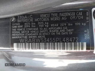 2005 BMW 3 Series 330Ci with VIN WBABW53455PL48472, listed as a IAAI auction lot 42137232 with 127,689 mi miles and . Bid and sale history available at DreamBid. Image 9.