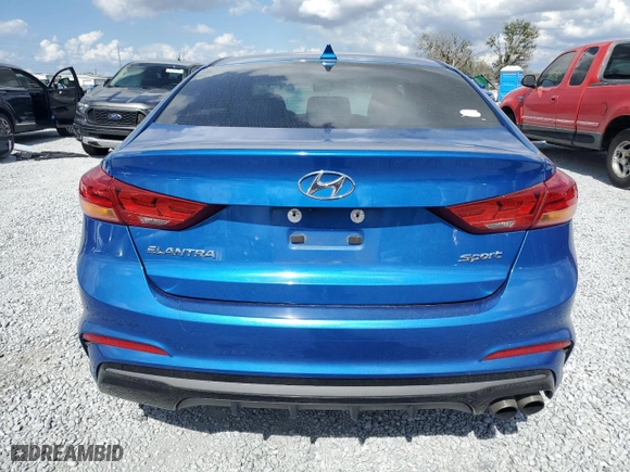 2018 Hyundai Elantra Sport with VIN KMHD04LB9JU637187, listed as a Copart auction lot 43939845 with 47,961 mi miles and Salvage Title. Bid and sale history available at carsss.com. Image 6.