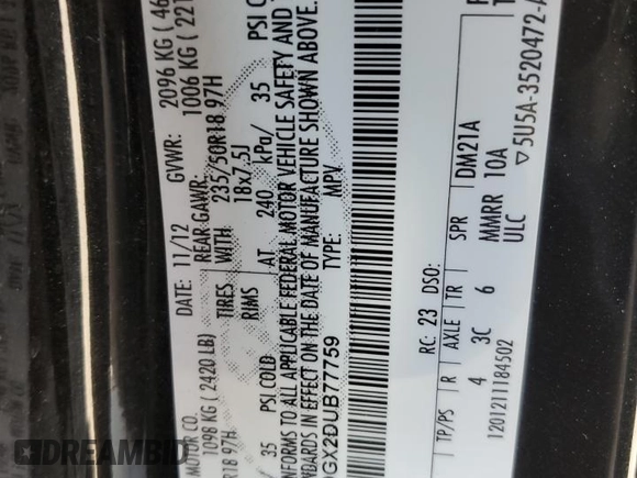 2013 Ford Escape SE with VIN 1FMCU0GX2DUB77759, listed as a Copart auction lot 42611795 with 165,485 mi miles and Salvage Title. Bid and sale history available at DreamBid. Image 15.
