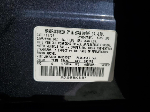 2008 Infiniti EX Journey with VIN JNKAJ09F88M351587, listed as a Copart auction lot 49184205 with 133,497 mi miles and Clean title. Bid and sale history available at DreamBid. Image 14.