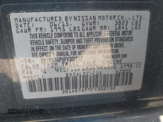 2015 Nissan Sentra S with VIN 3N1AB7AP9FY302732, listed as a IAAI auction lot 42130515 with 147,684 mi miles. Bid and sale history available at carsss.com. Image 9.