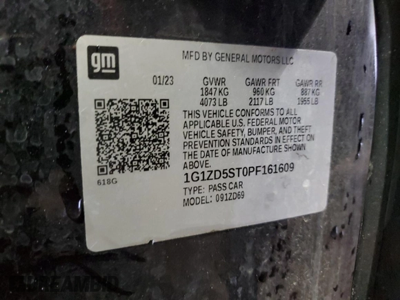 2023 Chevrolet Malibu LT with VIN 1G1ZD5ST0PF161609, listed as a Copart auction lot 51434015 with Not Provided miles and Non Repairable. Bid and sale history available at DreamBid. Image 13.