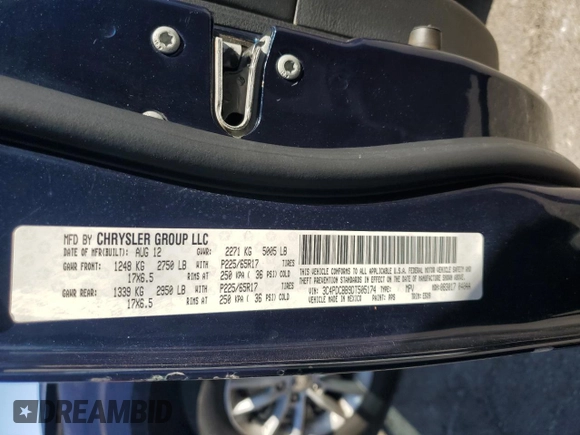 2013 Dodge Journey SXT with VIN 3C4PDCBB9DT505174, listed as a Copart auction lot 49532375 with 66,472 mi miles and Salvage Title. Bid and sale history available at DreamBid. Image 14.