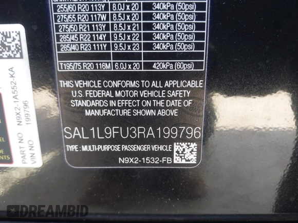 2024 Land Rover Range Rover Sport Dynamic SE with VIN SAL1L9FU3RA199796, listed as a IAAI auction lot 41803458 with 9,262 mi miles and . Bid and sale history available at DreamBid. Image 9.