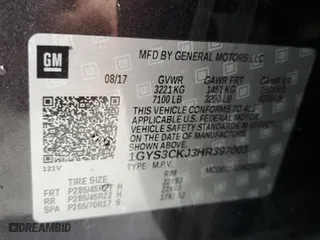 2017 Cadillac Escalade Premium Luxury with VIN 1GYS3CKJ3HR397003, listed as a Copart auction lot 57629104 with 104,645 mi miles and Salvage Title. Bid and sale history available at carsss.com. Image 14.