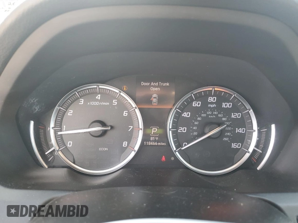 2019 Acura TLX with VIN 19UUB1F33KA003993, listed as a Copart auction lot 56458305 with 118,466 mi miles and Salvage title. Bid and sale history available at DreamBid. Image 9.