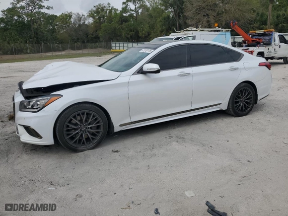 2019 Genesis G80 3.8L with VIN KMHGN4JE9KU288786, listed as a Copart auction lot 47578115 with 53,107 mi miles and Non Repairable. Bid and sale history available at carsss.com. Image 1.