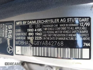 2000 Mercedes-Benz C 230 Kompressor with VIN WDBHA24G8YA842768, listed as a IAAI auction lot 42217994 with Not provided miles and . Bid and sale history available at DreamBid. Image 9.