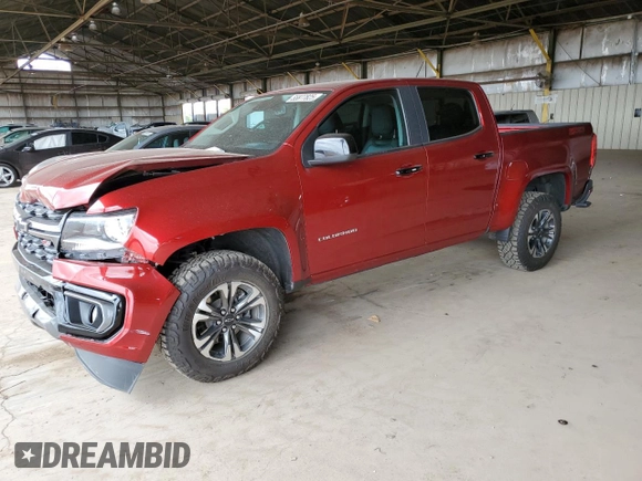 2022 Chevrolet Colorado 4WD Z71 with VIN 1GCGTDEN6N1106925, listed as a Copart auction lot 55877825 with 57,354 mi miles and Salvage title. Bid and sale history available at DreamBid. Image 1.