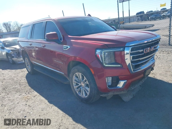 2021 GMC Yukon XL SLT with VIN 1GKS2GKD6MR144038, listed as a IAAI auction lot 41104213 with 98,318 mi miles. Bid and sale history available at carsss.com. Image 1.
