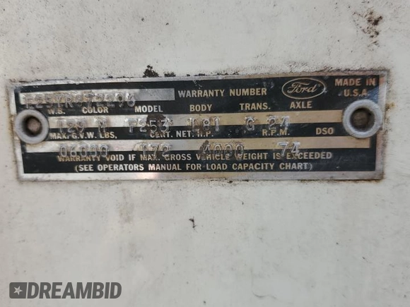 1966 Ford F-250 z VIN F25YR872296, wystawiony jako Copart lot #52436355 z przebiegiem 22 587 mil mil oraz Czysty tytuł • Clean title. Historia ofert i sprzedaży dostępna na DreamBid. Obrazek 13.