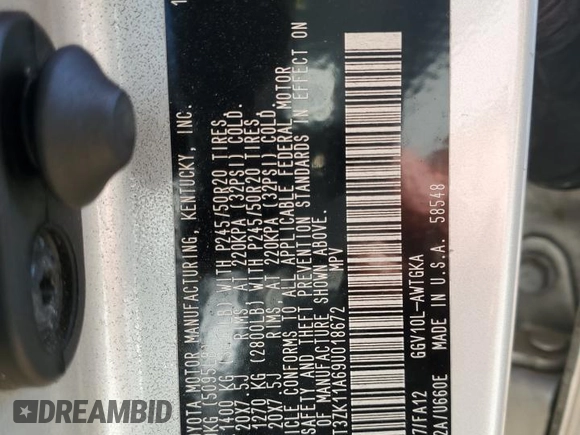 2009 Toyota Venza with VIN 4T3ZK11A69U018672, listed as a Copart auction lot 46877345 with 175,551 mi miles and Salvage Title. Bid and sale history available at carsss.com. Image 12.