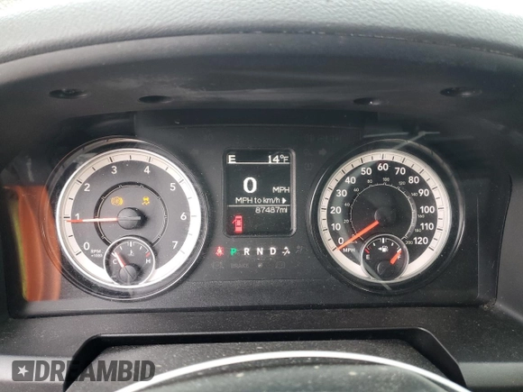 2018 Ram 1500 Express with VIN 1C6RR6FG1JS127115, listed as a Copart auction lot 43017055 with 87,487 mi miles and Salvage title. Bid and sale history available at DreamBid. Image 9.