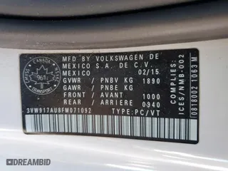 2015 Volkswagen Golf TSI S with VIN 3VW917AU8FM071092, listed as a Copart auction lot 42177115 with 62,756 mi miles and Salvage Title. Bid and sale history available at carsss.com. Image 12.