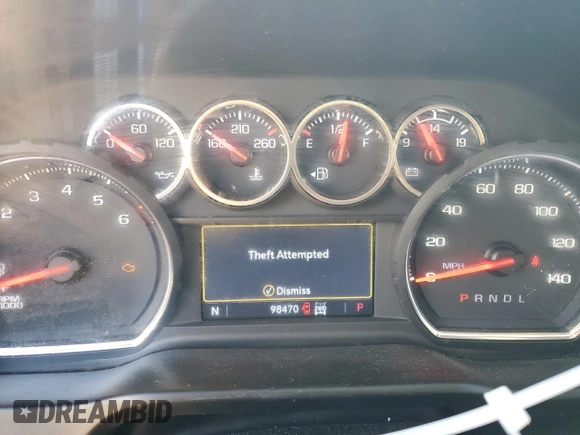 2021 Chevrolet Silverado 1500 LTZ with VIN 1GCUYGED4MZ141587, listed as a Copart auction lot 46454205 with 98,470 mi miles and Salvage Title. Bid and sale history available at DreamBid. Image 9.
