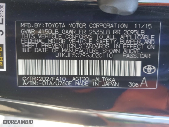 2016 Scion tC with VIN JTKJF5C79GJ020110, listed as a Copart auction lot 86995214 with 79,165 mi miles and Salvage Title. Bid and sale history available at carsss.com. Image 12.