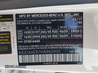 2017 Mercedes-Benz GLE 43 AMG с VIN 4JGDA6EB7HA943905, выставлен на аукционе IAAI как лот 42241559 с пробегом 63 608 миль миль и . История ставок и продаж доступна на DreamBid. Изображение 9.