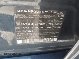 2000 Mercedes-Benz M 320/430/500 с VIN 4JGAB72EXYA207755, выставлен на аукционе IAAI как лот 42709656 с пробегом 203 355 миль миль и . История ставок и продаж доступна на DreamBid. Изображение 9.