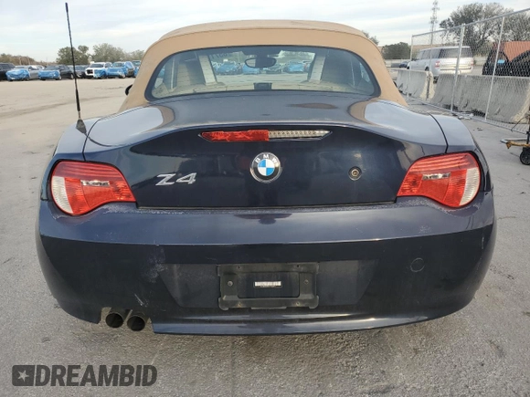 2006 BMW Z4 3.0i with VIN 4USBU33506LW58375, listed as a Copart auction lot 85711854 with 128,432 mi miles and Clean Title. Bid and sale history available at carsss.com. Image 6.
