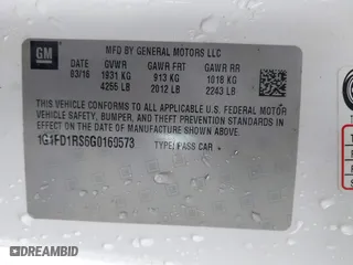 2016 Chevrolet Camaro 2LT with VIN 1G1FD1RS6G0160573, listed as a IAAI auction lot 41722891 with 4 mi miles. Bid and sale history available at carsss.com. Image 9.