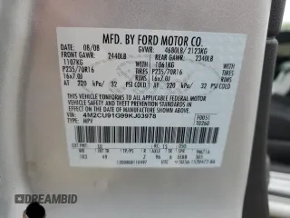 2009 Mercury Mariner z VIN 4M2CU91G99KJ03978, wystawiony jako Copart lot #54707175 z przebiegiem 106 520 mil mil oraz Szkoda całkowita • Salvage title. Historia ofert i sprzedaży dostępna na DreamBid. Obrazek 15.