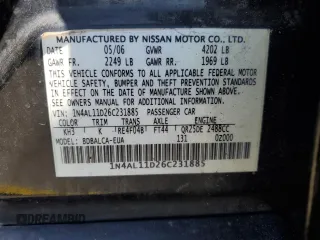 2006 Nissan Altima S with VIN 1N4AL11D26C231885, listed as a Copart auction lot 58259585 with Not provided miles and Non repairable. Bid and sale history available at DreamBid. Image 12.