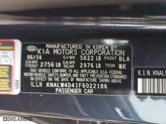 2015 Kia K900 Luxury with VIN KNALW4D41F6022186, listed as a Copart auction lot 83780744 with 48,660 mi miles and Salvage Title. Bid and sale history available at carsss.com. Image 14.