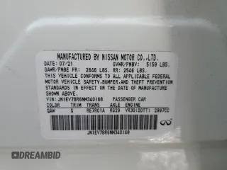 2022 Infiniti Q50 Luxe z VIN JN1EV7BR6NM340168, wystawiony jako Copart lot #44747675 z przebiegiem 33 653 mil mil oraz Szkoda całkowita • Salvage title. Historia ofert i sprzedaży dostępna na DreamBid. Obrazek 12.